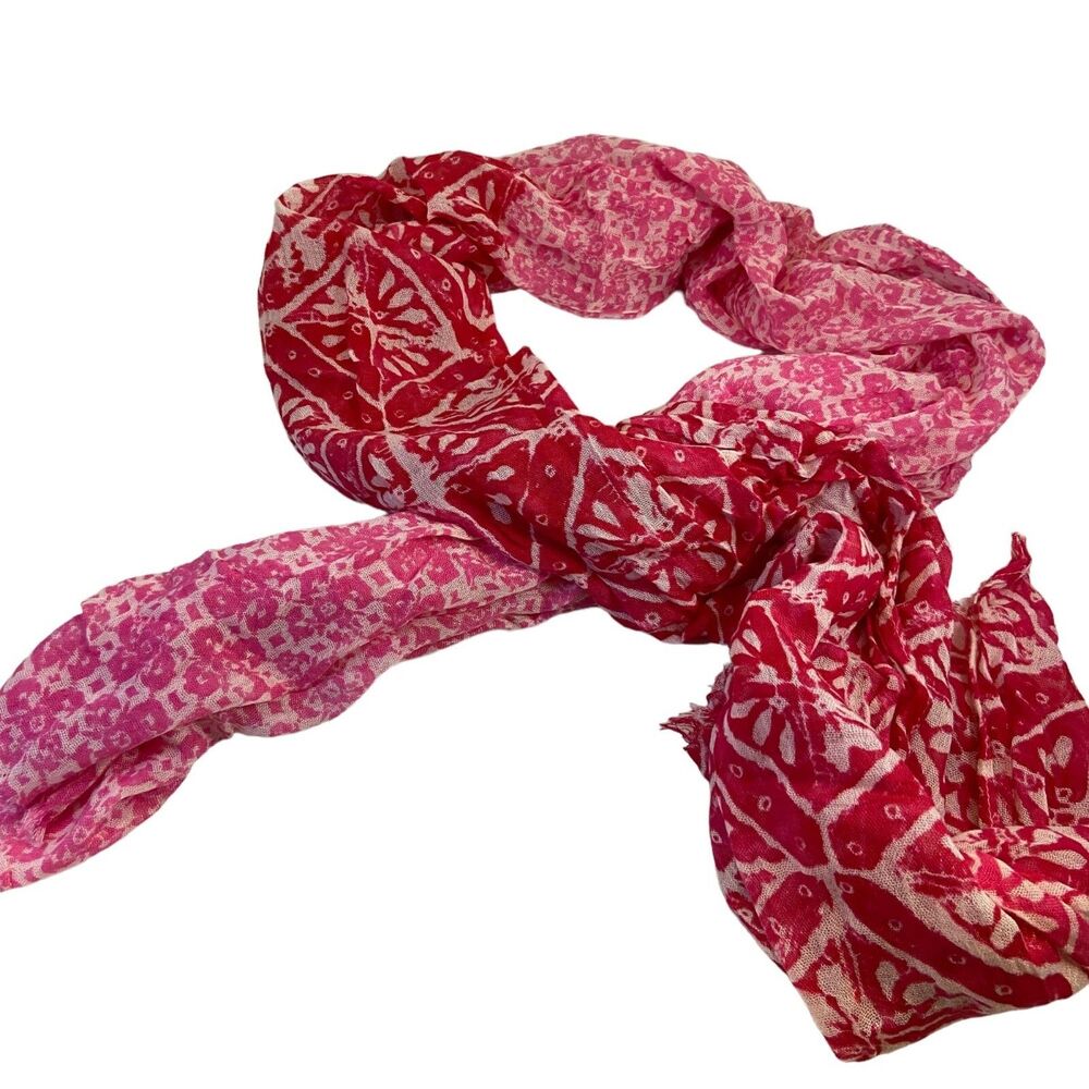 #6239 Red and Pink scarf measures 68 inch by 24 inch